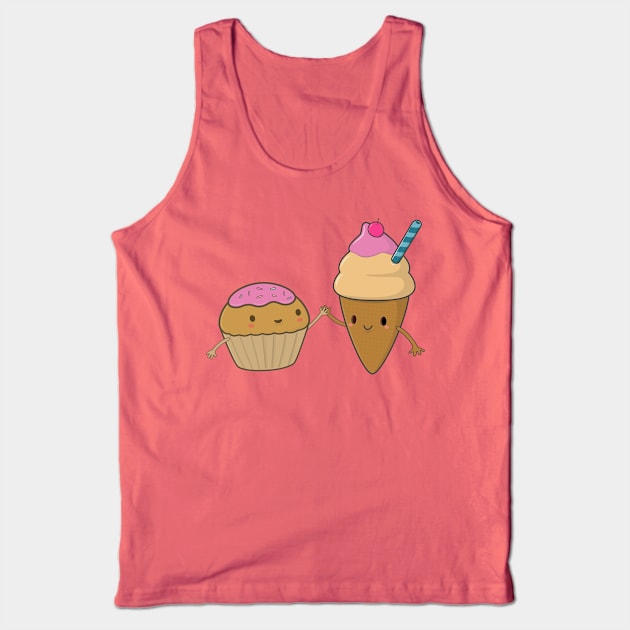 Cute and Kawaii Cupcake and Ice Cream Tank Top by happinessinatee